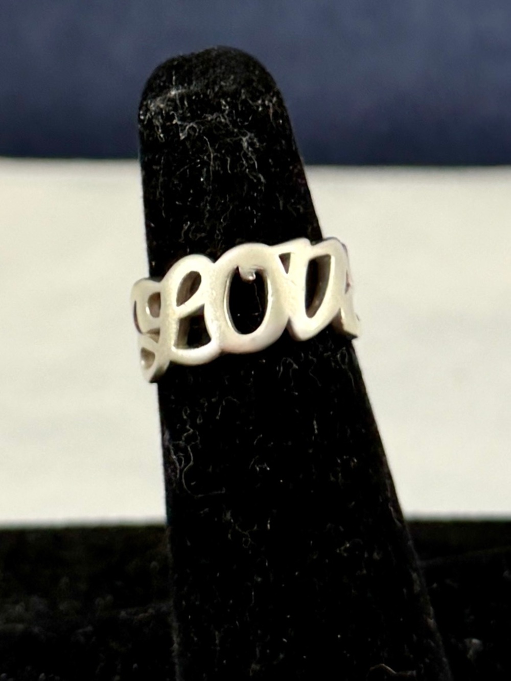 JAMES AVERY Sterling Silver Bold LOVE Script Cursive Wide Ring; SZ 4.25; RETIRED